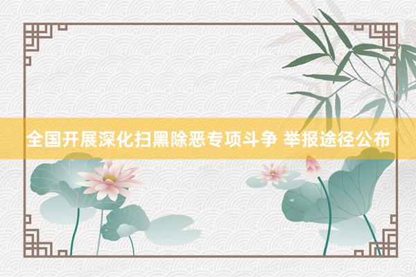 全国开展深化扫黑除恶专项斗争 举报途径公布