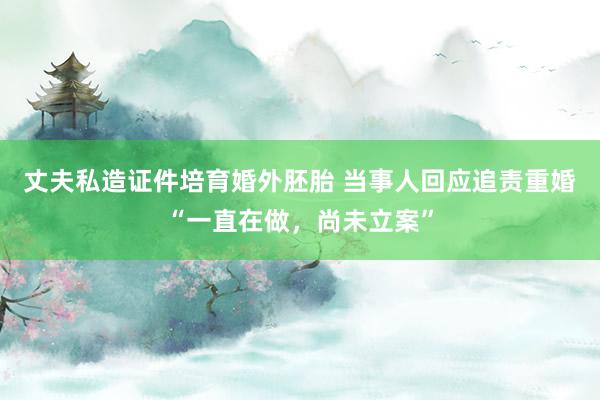 丈夫私造证件培育婚外胚胎 当事人回应追责重婚“一直在做，尚未立案”