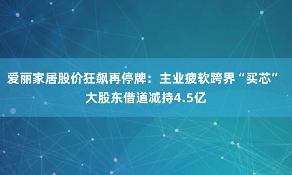 爱丽家居股价狂飙再停牌：主业疲软跨界“买芯” 大股东借道减持4.5亿