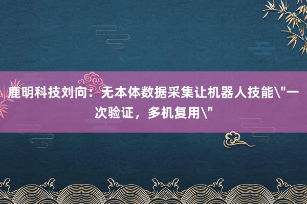 鹿明科技刘向：无本体数据采集让机器人技能＂一次验证，多机复用＂