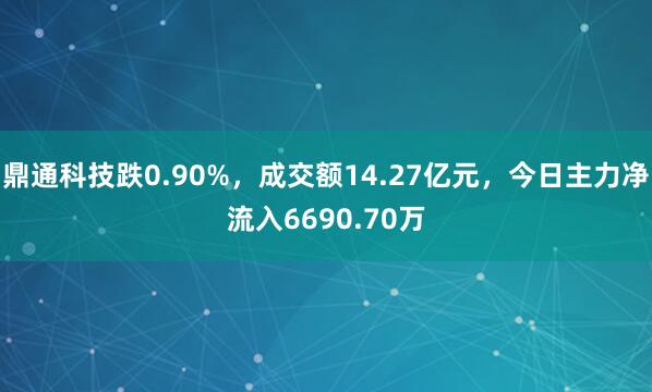 鼎通科技跌0.90%，成交额14.27亿元，今日主力净流入6690.70万
