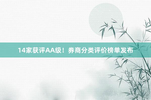 14家获评AA级！券商分类评价榜单发布