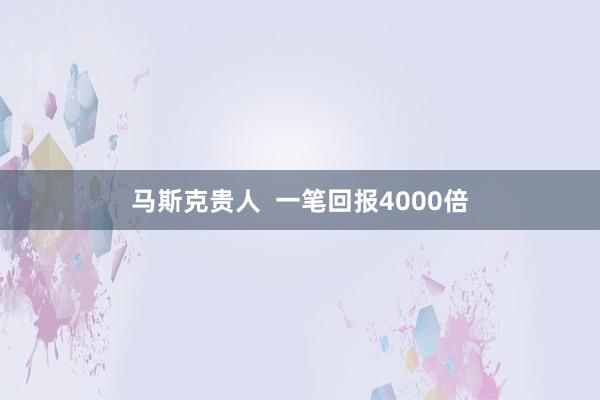马斯克贵人  一笔回报4000倍