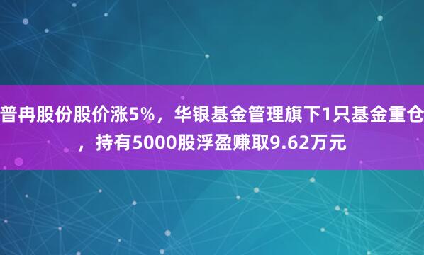 普冉股份股价涨5%，华银基金管理旗下1只基金重仓，持有5000股浮盈赚取9.62万元