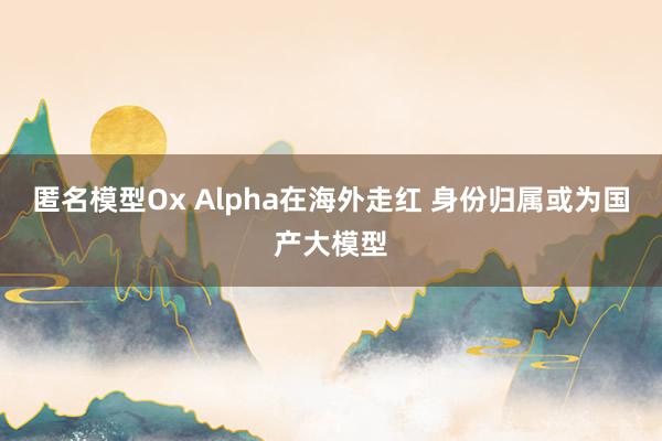 匿名模型Ox Alpha在海外走红 身份归属或为国产大模型
