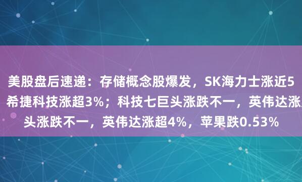 美股盘后速递：存储概念股爆发，SK海力士涨近5%，美光科技、闪迪、希捷科技涨超3%；科技七巨头涨跌不一，英伟达涨超4%，苹果跌0.53%