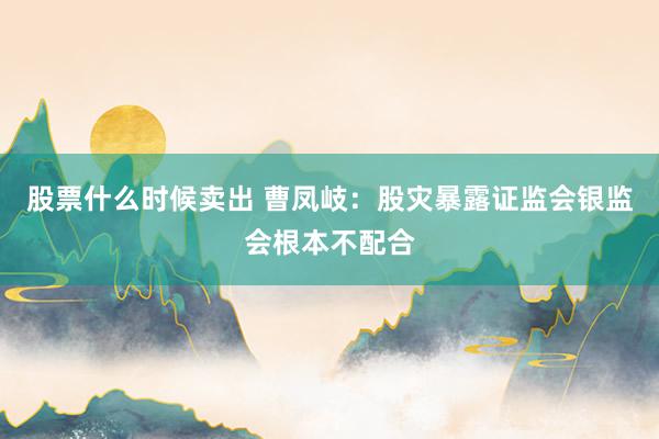 股票什么时候卖出 曹凤岐：股灾暴露证监会银监会根本不配合
