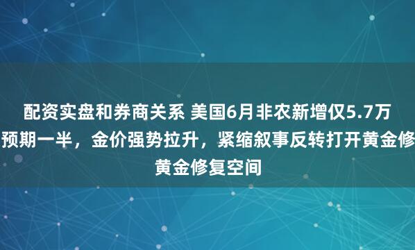 配资实盘和券商关系 美国6月非农新增仅5.7万人不及预期一半，金价强势拉升，紧缩叙事反转打开黄金修复空间