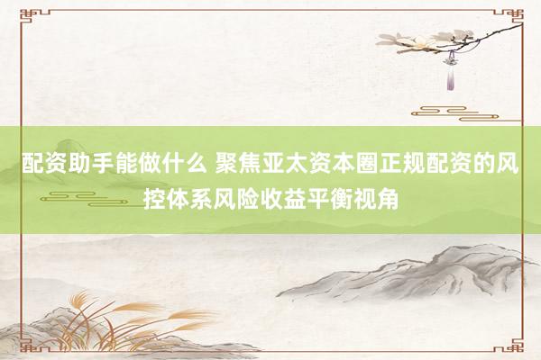配资助手能做什么 聚焦亚太资本圈正规配资的风控体系风险收益平衡视角