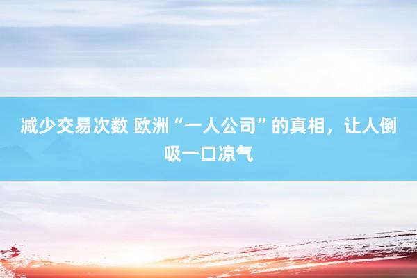 减少交易次数 欧洲“一人公司”的真相，让人倒吸一口凉气