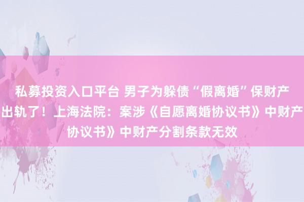 私募投资入口平台 男子为躲债“假离婚”保财产，不料妻子真出轨了！上海法院：案涉《自愿离婚协议书》中财产分割条款无效
