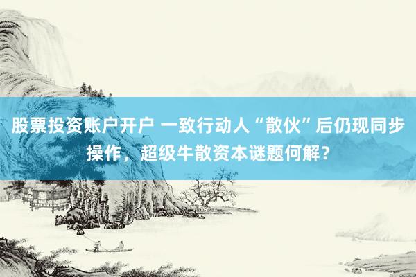 股票投资账户开户 一致行动人“散伙”后仍现同步操作，超级牛散资本谜题何解？