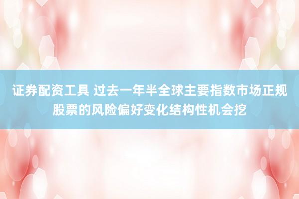 证券配资工具 过去一年半全球主要指数市场正规股票的风险偏好变化结构性机会挖