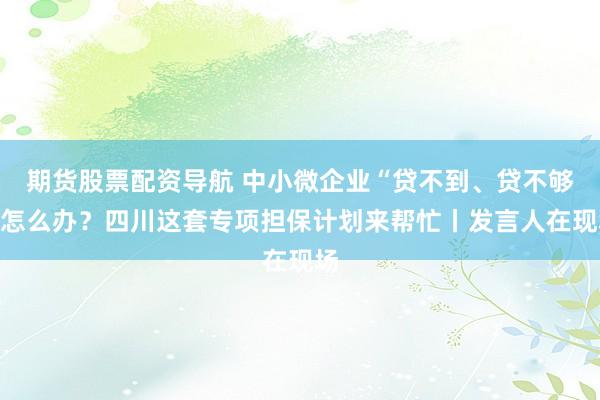 期货股票配资导航 中小微企业“贷不到、贷不够”怎么办？四川这套专项担保计划来帮忙丨发言人在现场