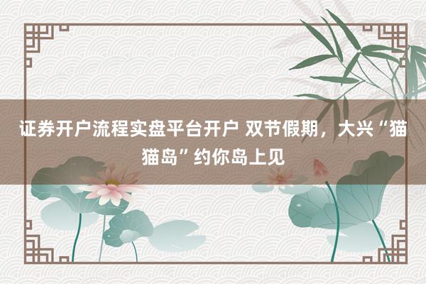 证券开户流程实盘平台开户 双节假期，大兴“猫猫岛”约你岛上见