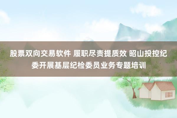 股票双向交易软件 履职尽责提质效 昭山投控纪委开展基层纪检委员业务专题培训